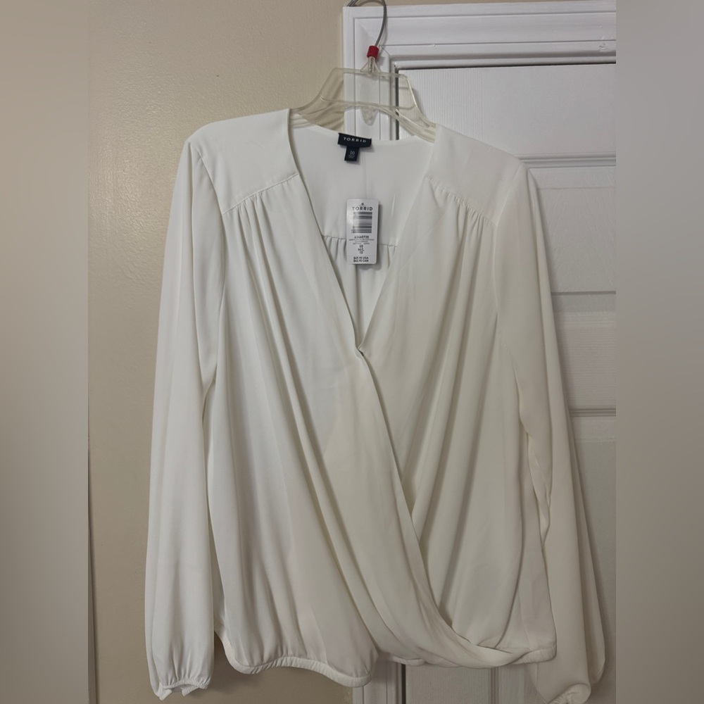 Torrid Cream Wrap Blouse